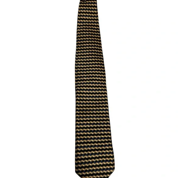 Bergamo New York Elegant Black and Gold Geometric Tie - Picture 3 of 3